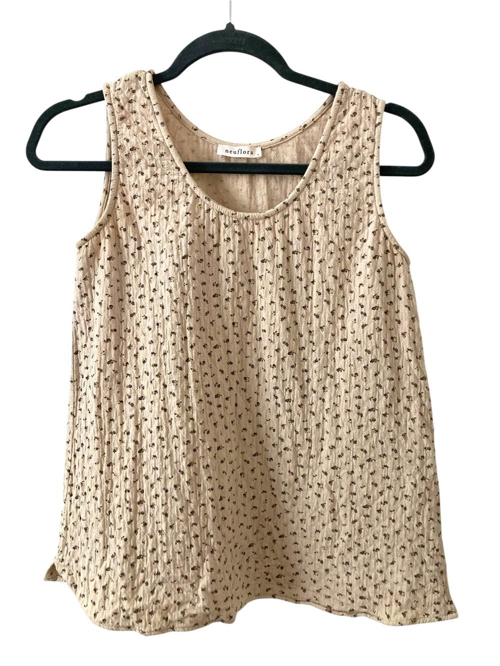 Neuflora boxy cotton tan Cream Sleeveless tank Top
